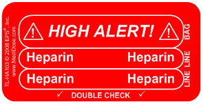 High Alert Double Check Labels